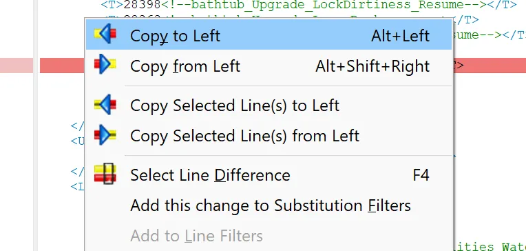 Right Clicking on a selected line of tuning gives options to move it left or replace it with the empty tuning on the left.