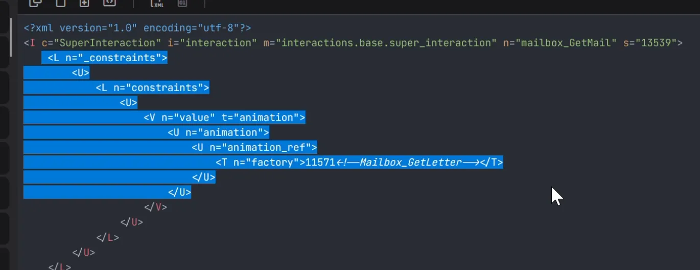 An example of the above, showing mailbox_GetMail with an animation_ref as a constraint.