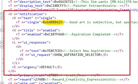 The part of the tuning that indicates the notification