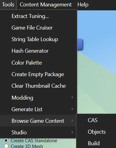 The Tools menu of S4S, with the Generate List sub-menu open to the right, with the options listed below.
