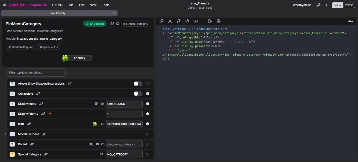Tdesc Builder with the sim_Friendly file open