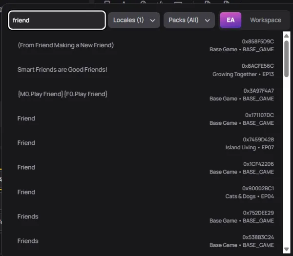 Searching game strings for 'friend'